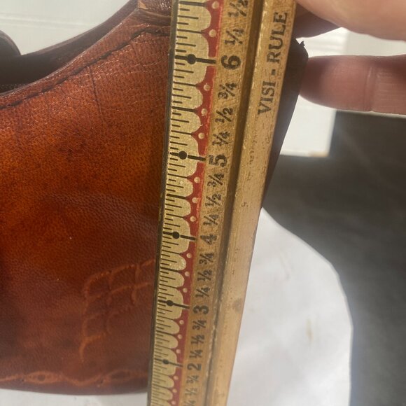 Vintage Hand Tooled, Small Cordovan Mexican Leather Purse, Gorgeous, - Picture 9 of 10